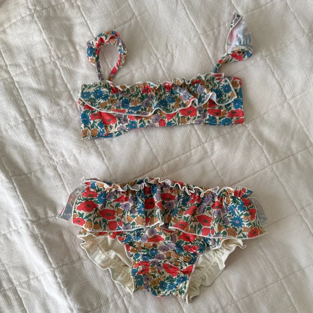 Girls Montce Floral Ruffle Diaper Cover Set